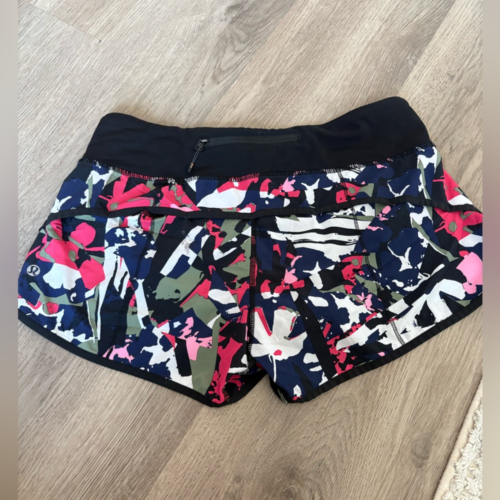 lululemon athletica Black and Pink Camo Athletic Shorts